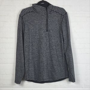 Lululemon Studio 1/2 Zip Classic Stripe Sporty Top Heathered Black/Black Large
